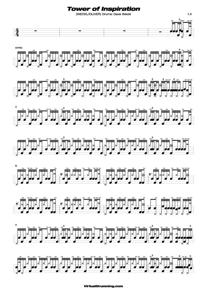 Drum sheet music lesson Dave Weckl drum solo