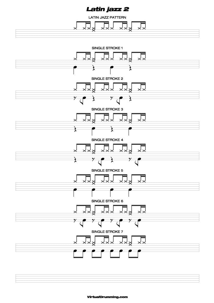 Drum sheet music lesson Latin Jazz 2