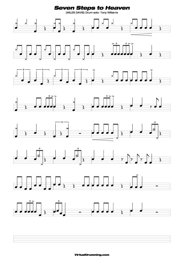 Drum sheet music lesson Tony Williams drum solo